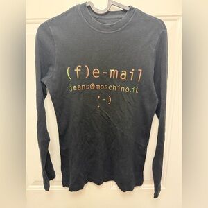 Women’s Moschino Jeans Vintage 90s (f)e-mail Black T Shirt Size 6 designer